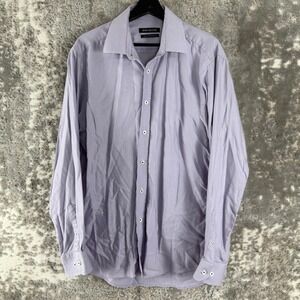 Report Collection Size XL 17 34-35 Slim Fit Micro Pattern‎ Button Down Purple LS